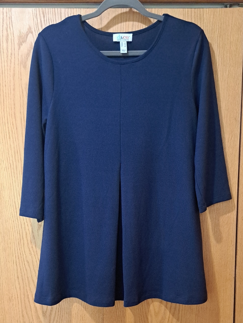 Denim And Company Women's Navy Pleated Knit Top